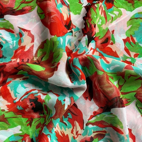 Printed Chiffon Bush Rose