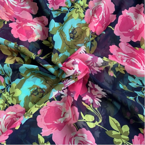 Printed Chiffon Roses C