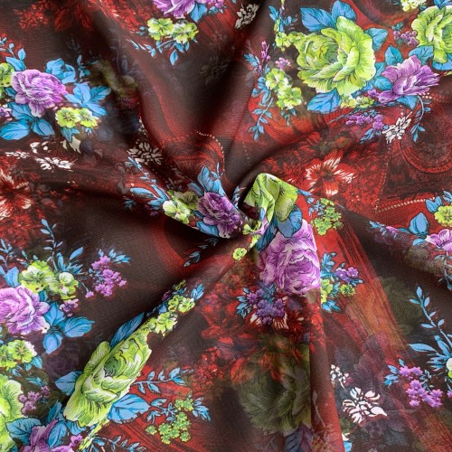 Printed Chiffon Roses F