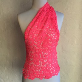 Guipure Lace Floral Fluoro Pink