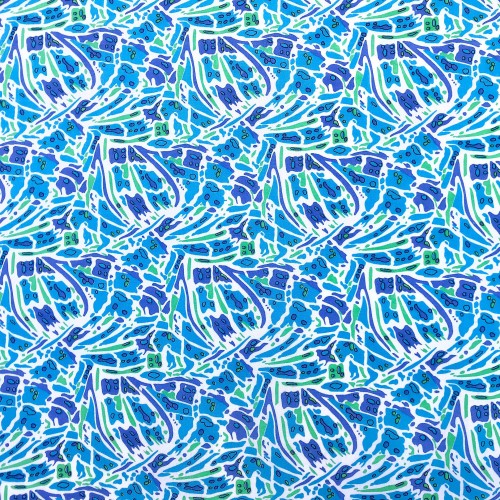 Rayon Abstract Blue