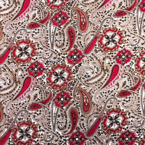 Rayon Paisley Caramel Red