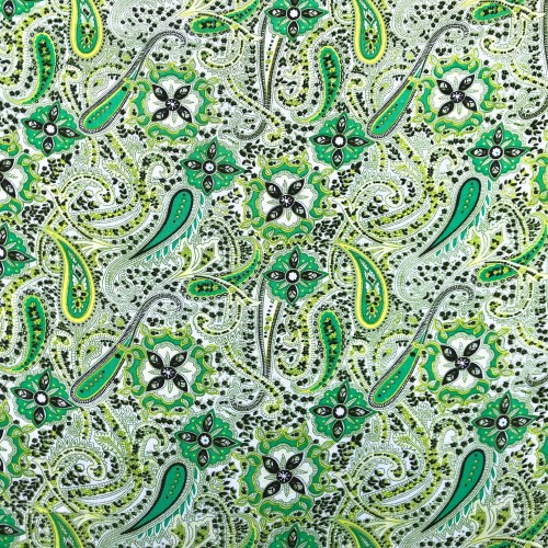 Rayon Paisley Green Lime