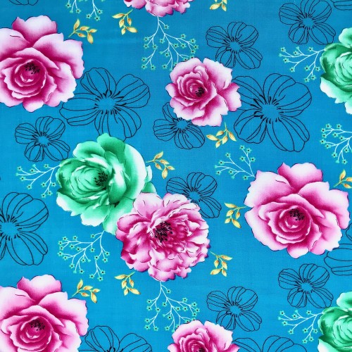 Rayon Tea Rose Blue