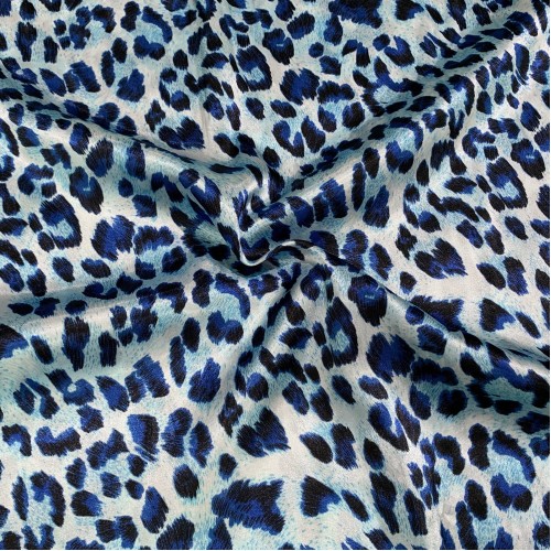 Satin Animal Print Leopard Blue